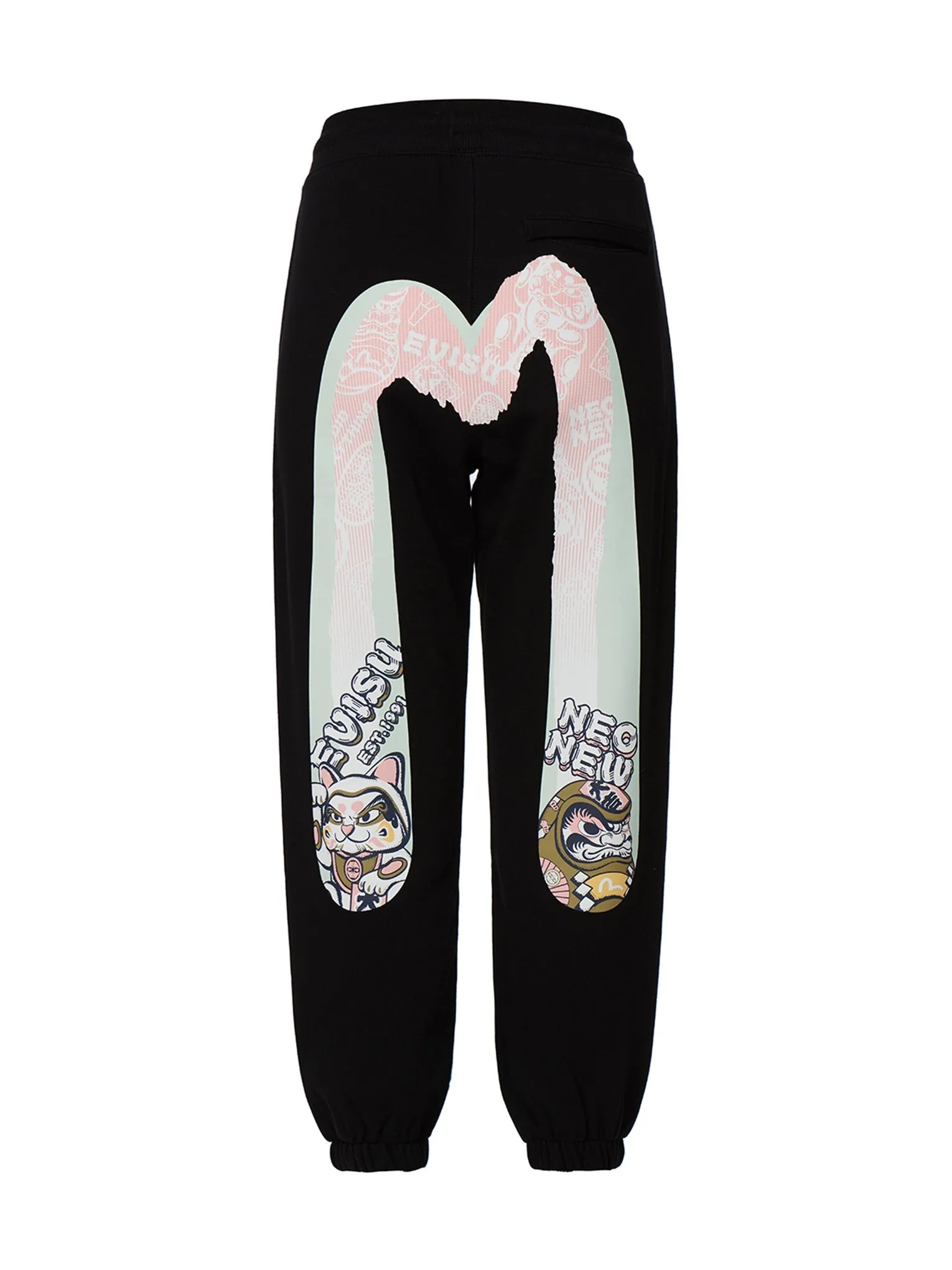 Fortune Cat and Daruma Double Daicock Print Sweatpants
