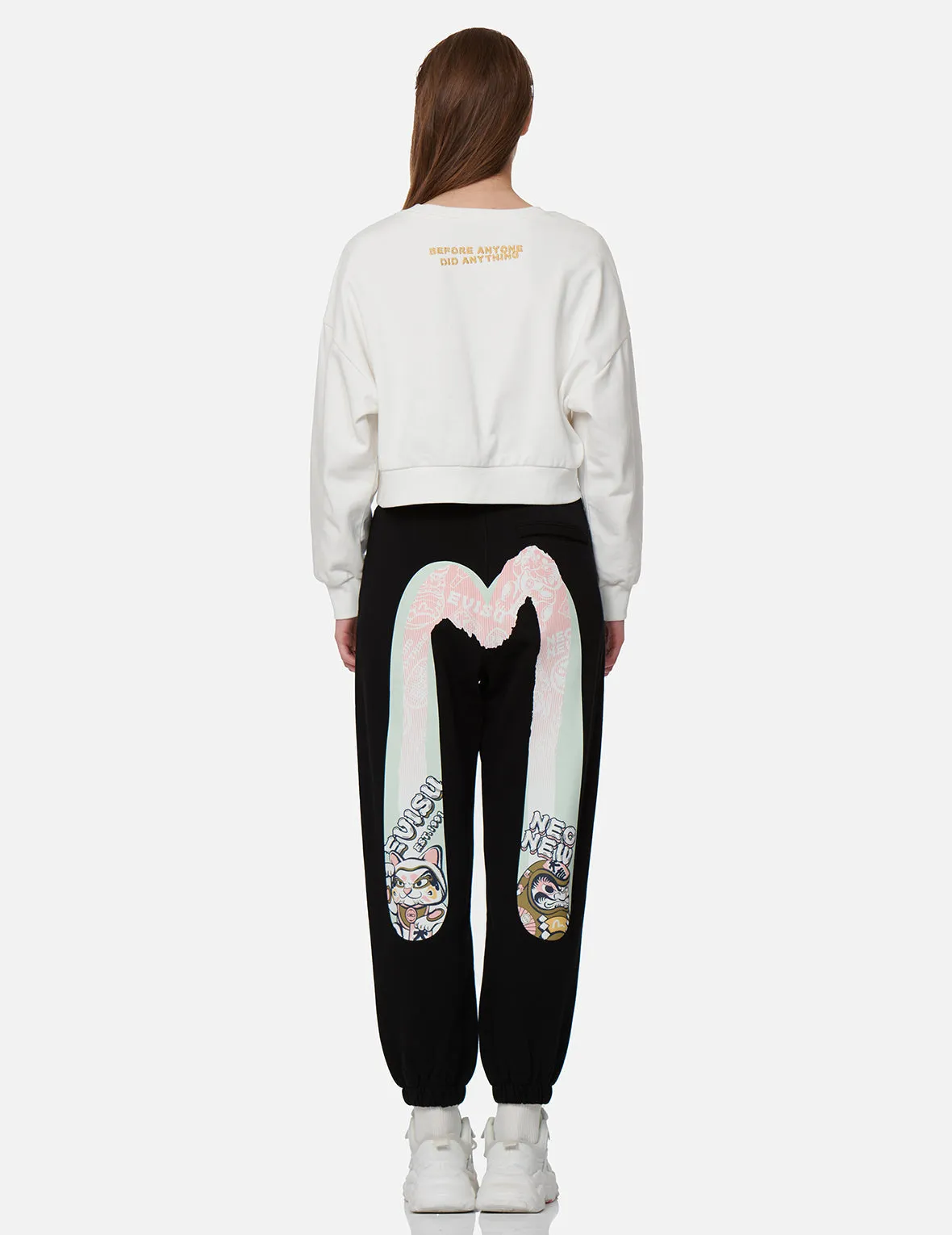 Fortune Cat and Daruma Double Daicock Print Sweatpants
