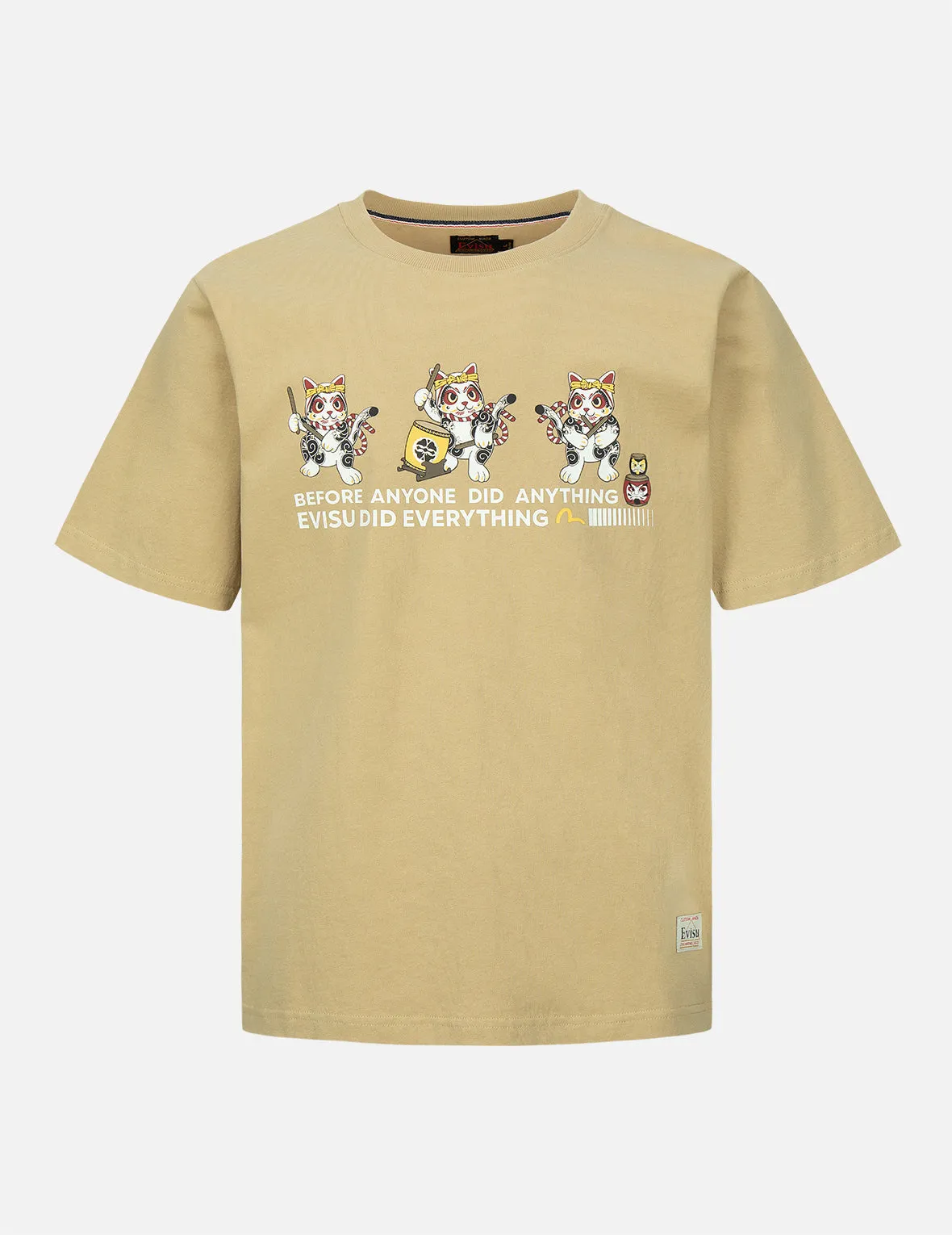 Fortune Cat Drumming Graphics Print T-Shirt
