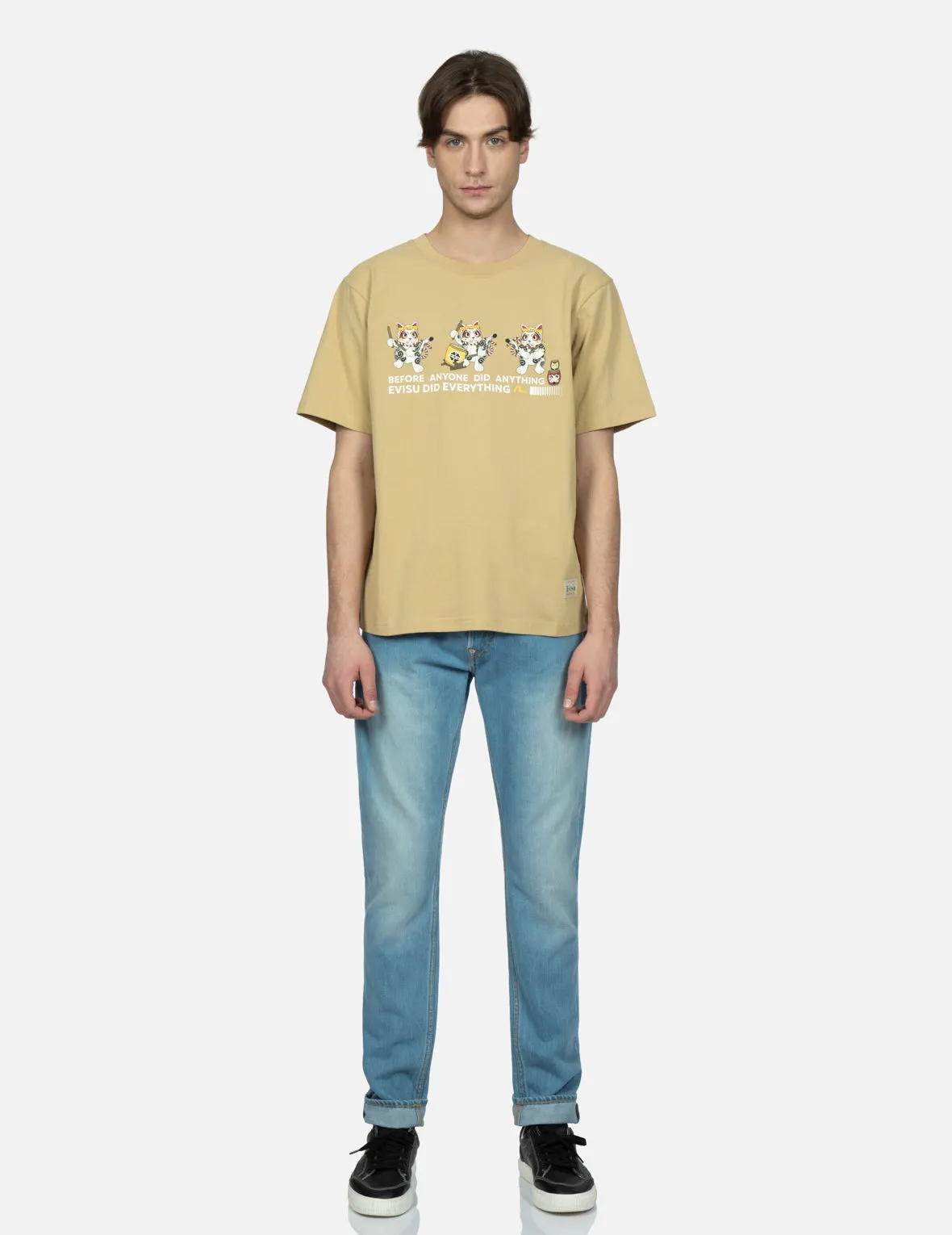 Fortune Cat Drumming Graphics Print T-Shirt