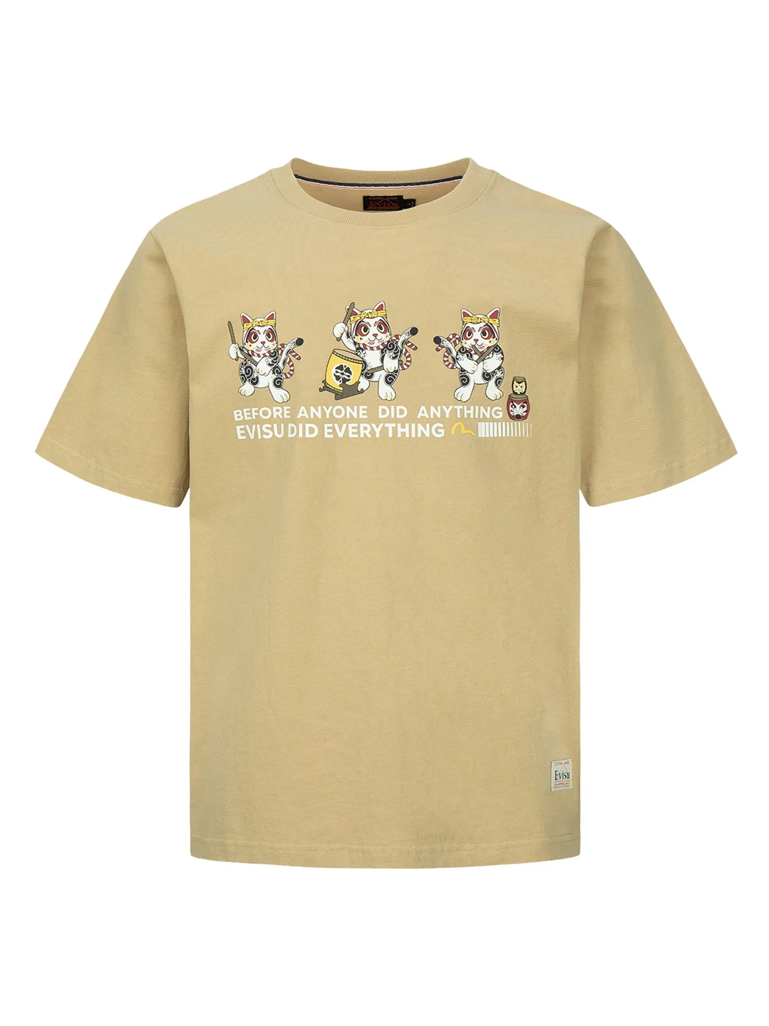 Fortune Cat Drumming Graphics Print T-Shirt