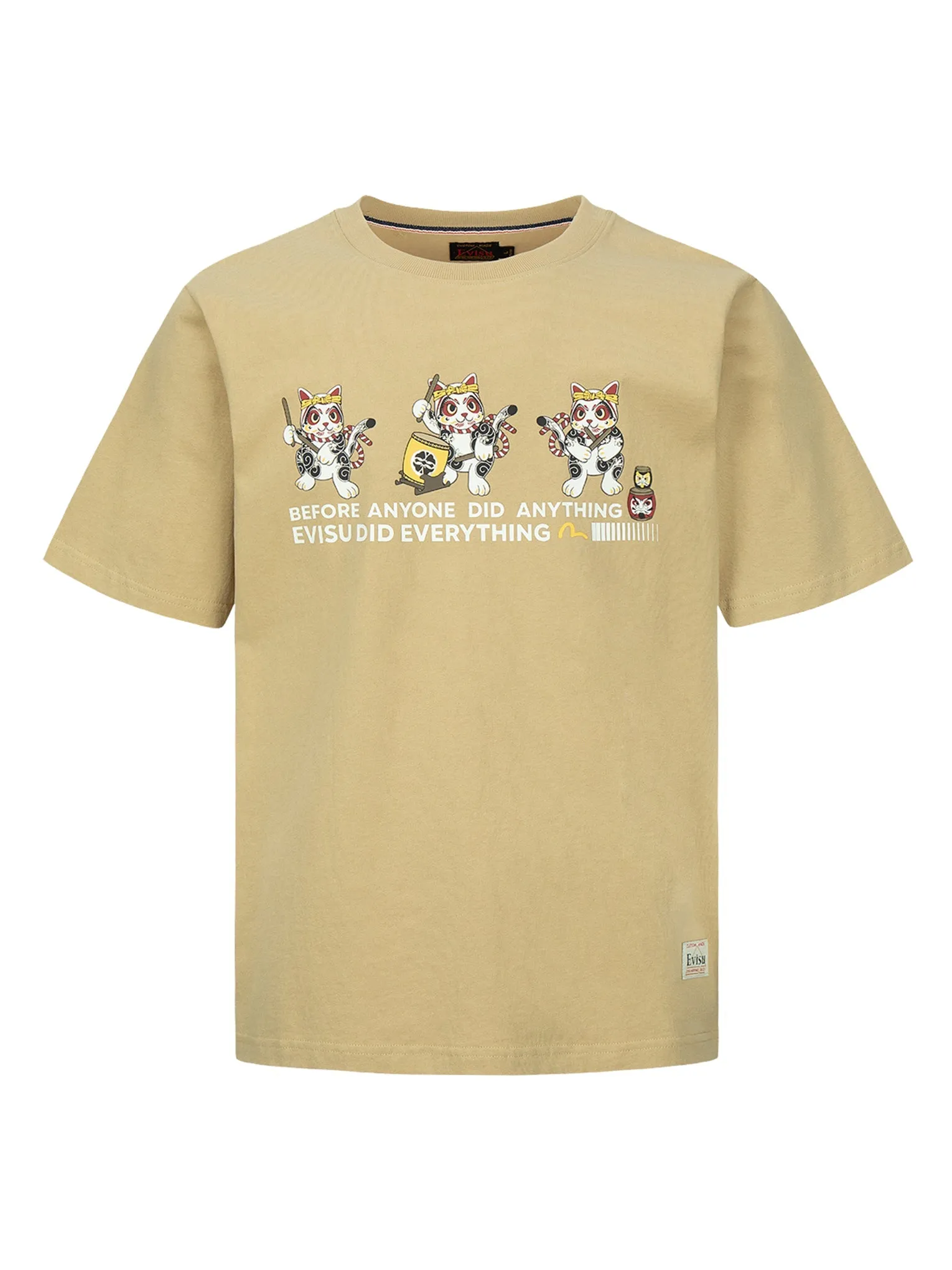 Fortune Cat Drumming Graphics Print T-Shirt