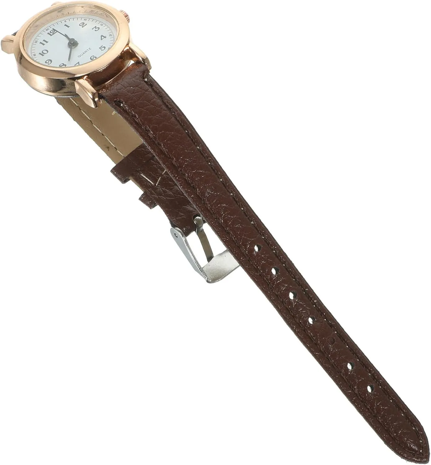 FRCOLOR Digital Face Leather Watch Stylish Small for Students Elegant Brown Strap and Minimalist Design
