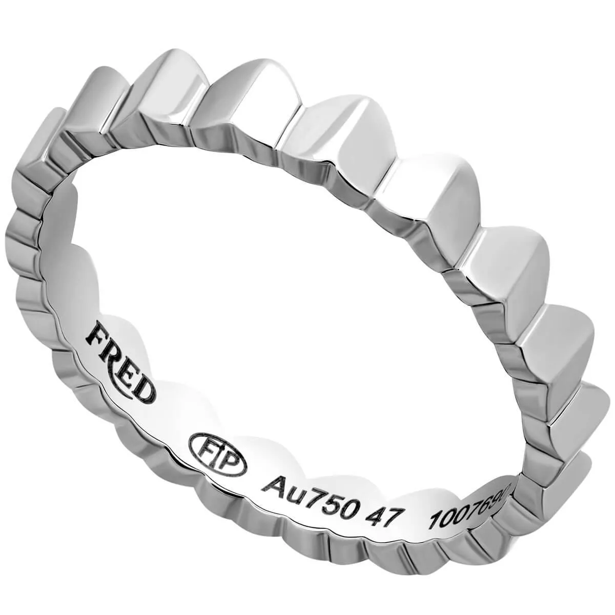 Fred of Paris Women's Ring - Une Ile D'or 18k White Gold Band, Size 7.25 | 4B0739-055