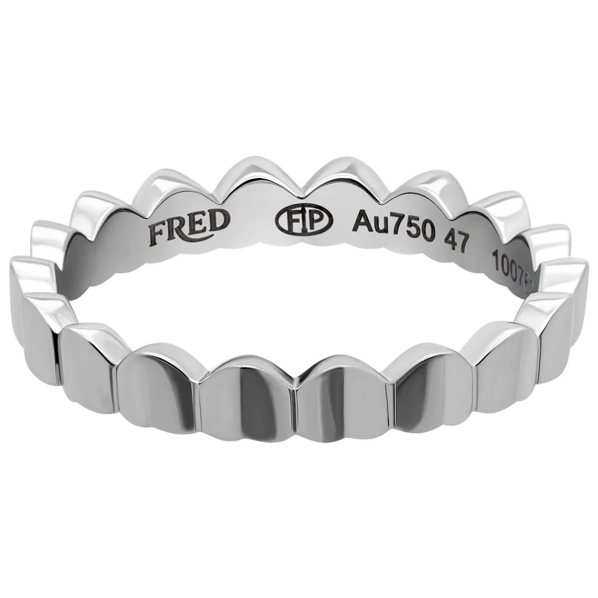 Fred of Paris Women's Ring - Une Ile D'or 18k White Gold Band, Size 7.25 | 4B0739-055