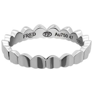 Fred of Paris Women's Ring - Une Ile D'or 18k White Gold Band, Size 7.25 | 4B0739-055