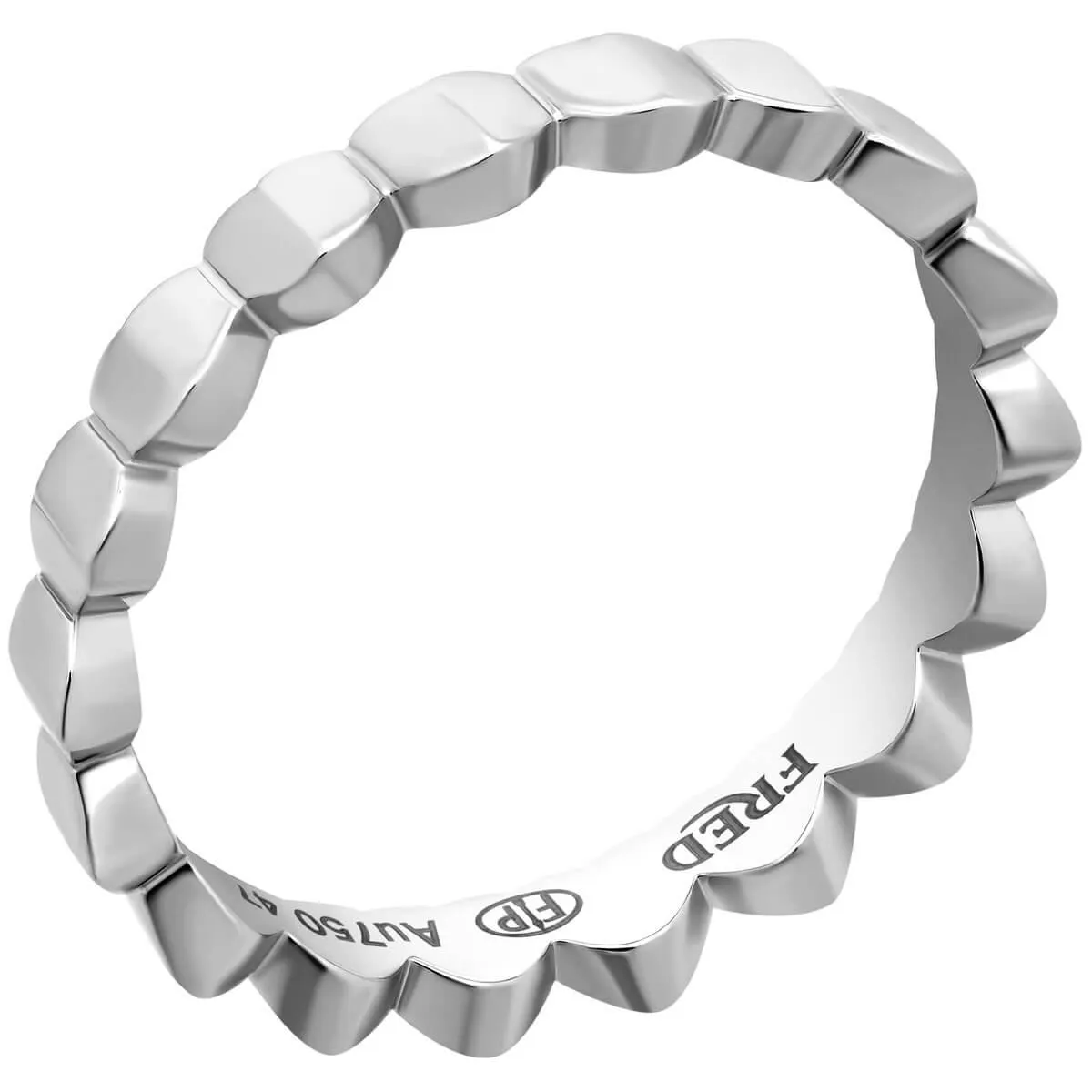 Fred of Paris Women's Ring - Une Ile D'or 18k White Gold Band, Size 7.25 | 4B0739-055