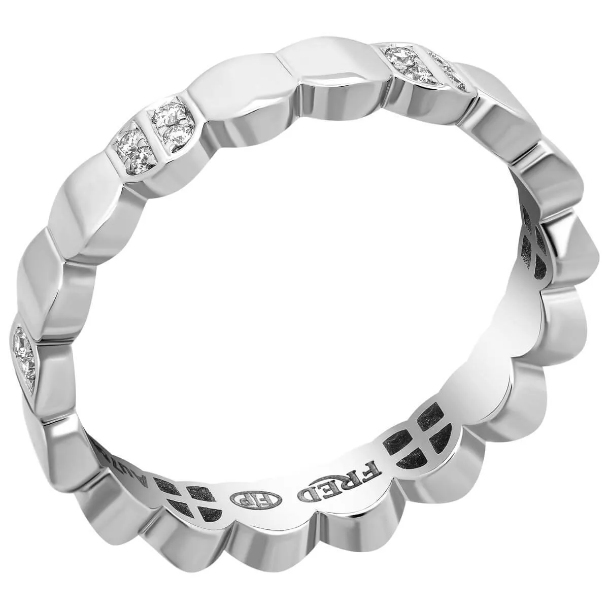 Fred of Paris Women's Ring - Une Ile D'or Diamond Arc WG, Size 4.5 | 4B0777-048
