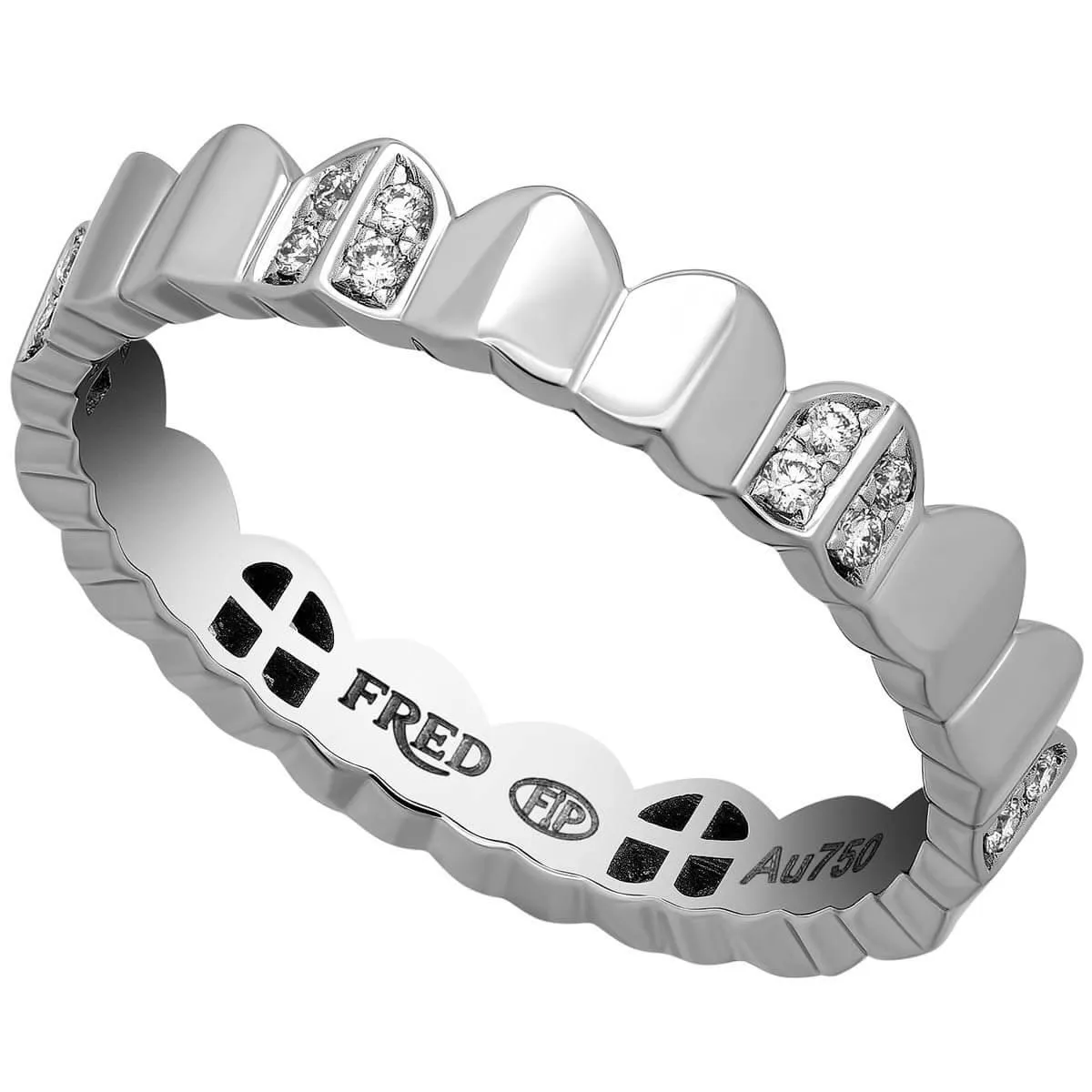 Fred of Paris Women's Ring - Une Ile D'or Diamond Arc WG, Size 4.75 | 4B0777-049