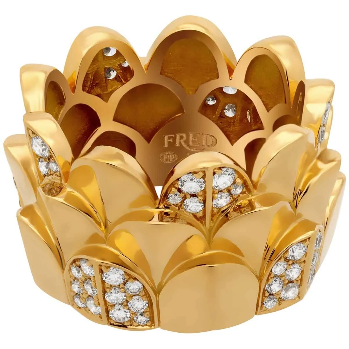 Fred of Paris Women's Ring - Une Ile D'or Diamond Triple Arc, Size 6.5 | 4B0748-053