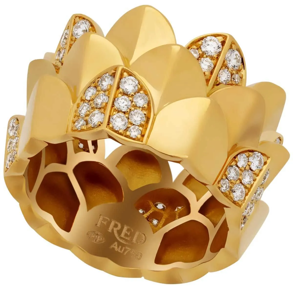 Fred of Paris Women's Ring - Une Ile D'or Diamond Triple Arc, Size 6.5 | 4B0748-053
