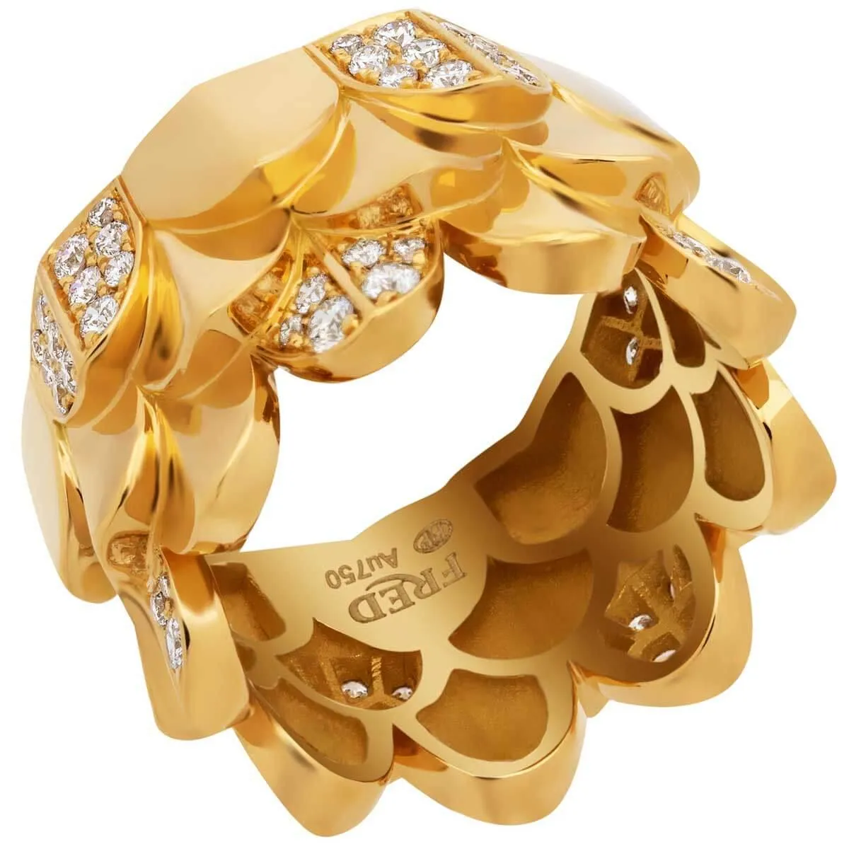 Fred of Paris Women's Ring - Une Ile D'or Diamond Triple Arc, Size 6.5 | 4B0748-053