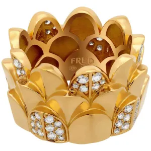 Fred of Paris Women's Ring - Une Ile D'or Diamond Triple Arc, Size 6.5 | 4B0748-053