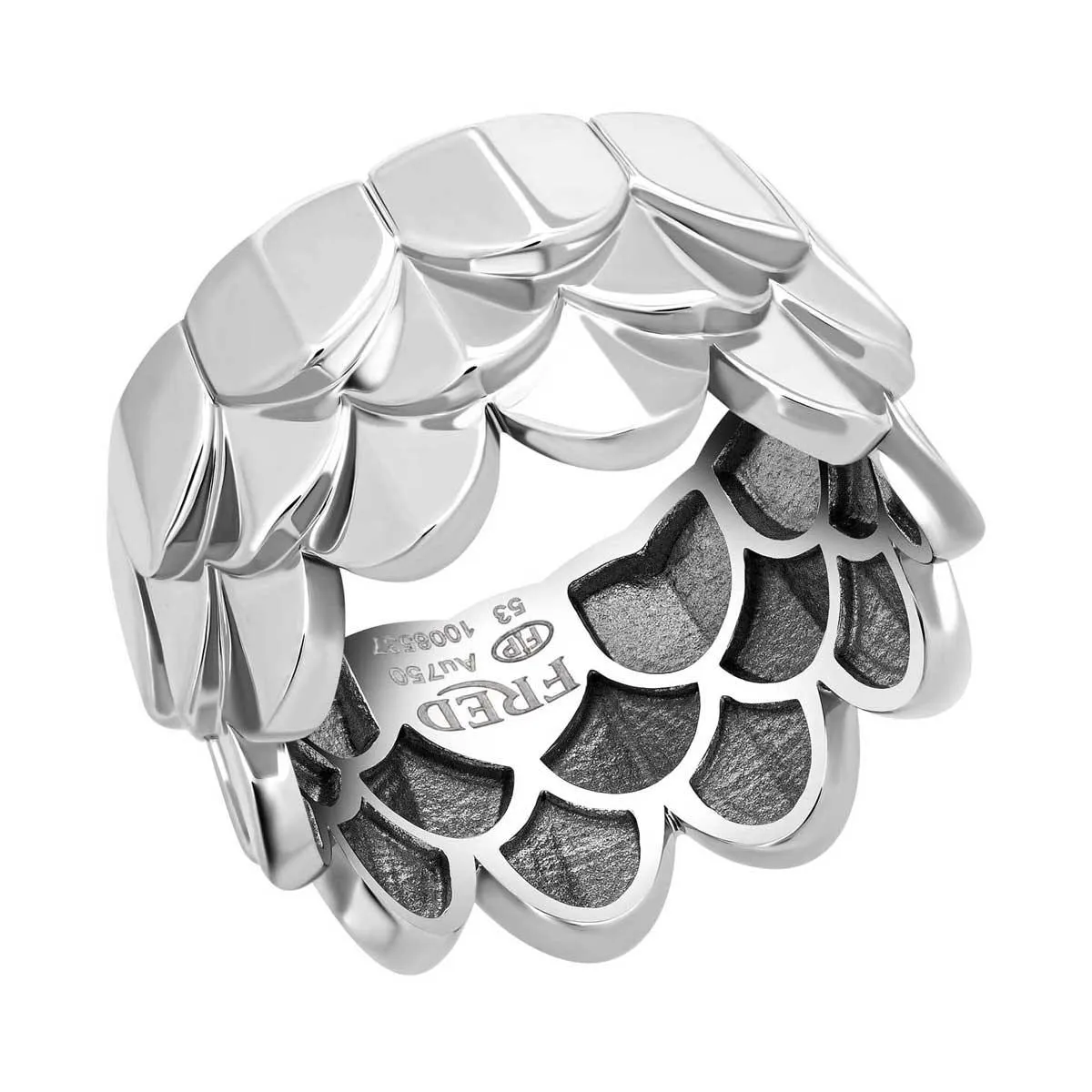 Fred of Paris Women's Ring - Une Ile D'or Triple Arc Motif WG, Size 3.75 | 4B0747-046