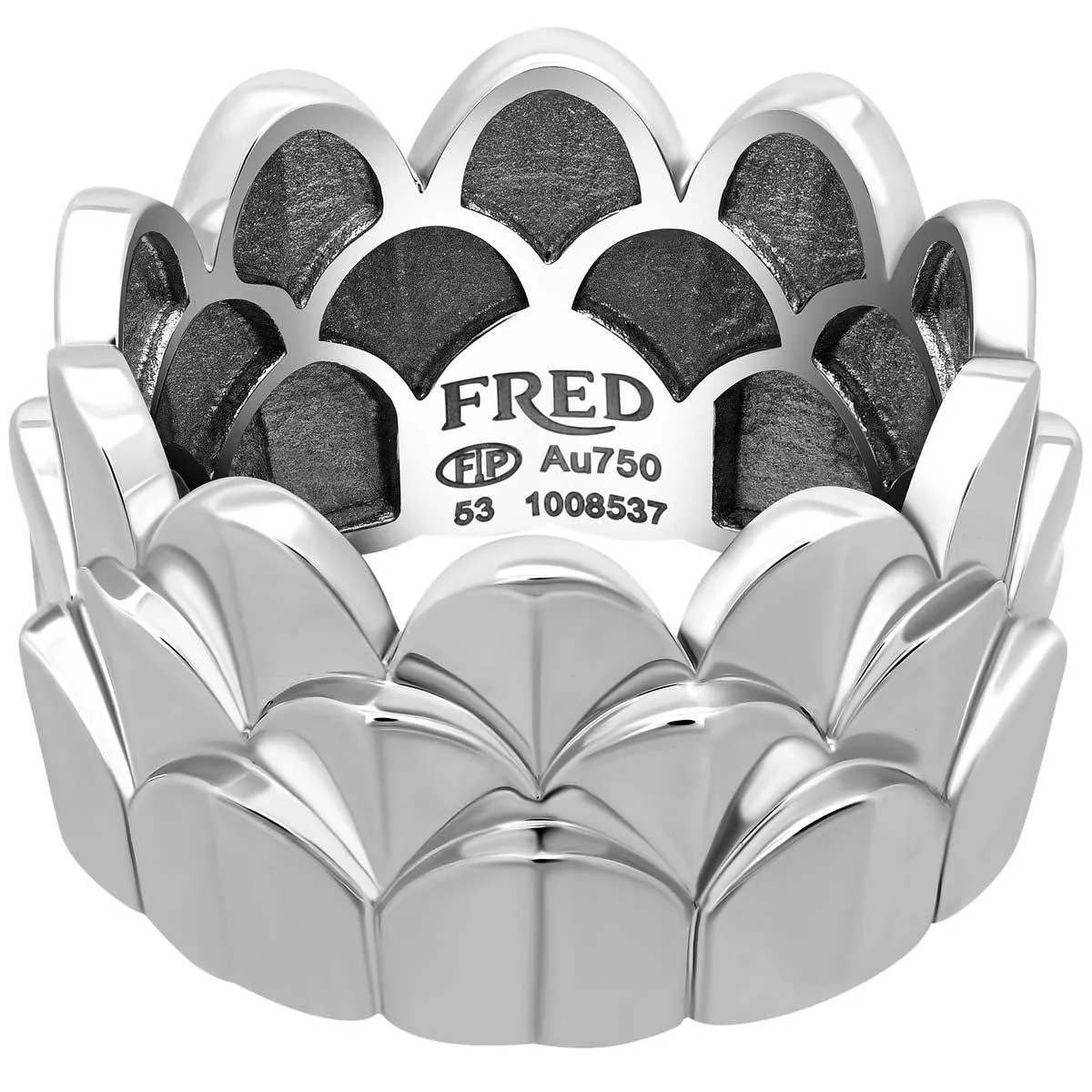 Fred of Paris Women's Ring - Une Ile D'or Triple Arc Motif WG, Size 3.75 | 4B0747-046