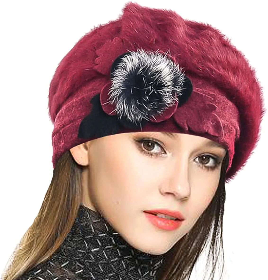 French Beret 100% Wool Beret Beanie Winter Hat