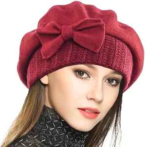 French Beret 100% Wool Beret Beanie Winter Hat