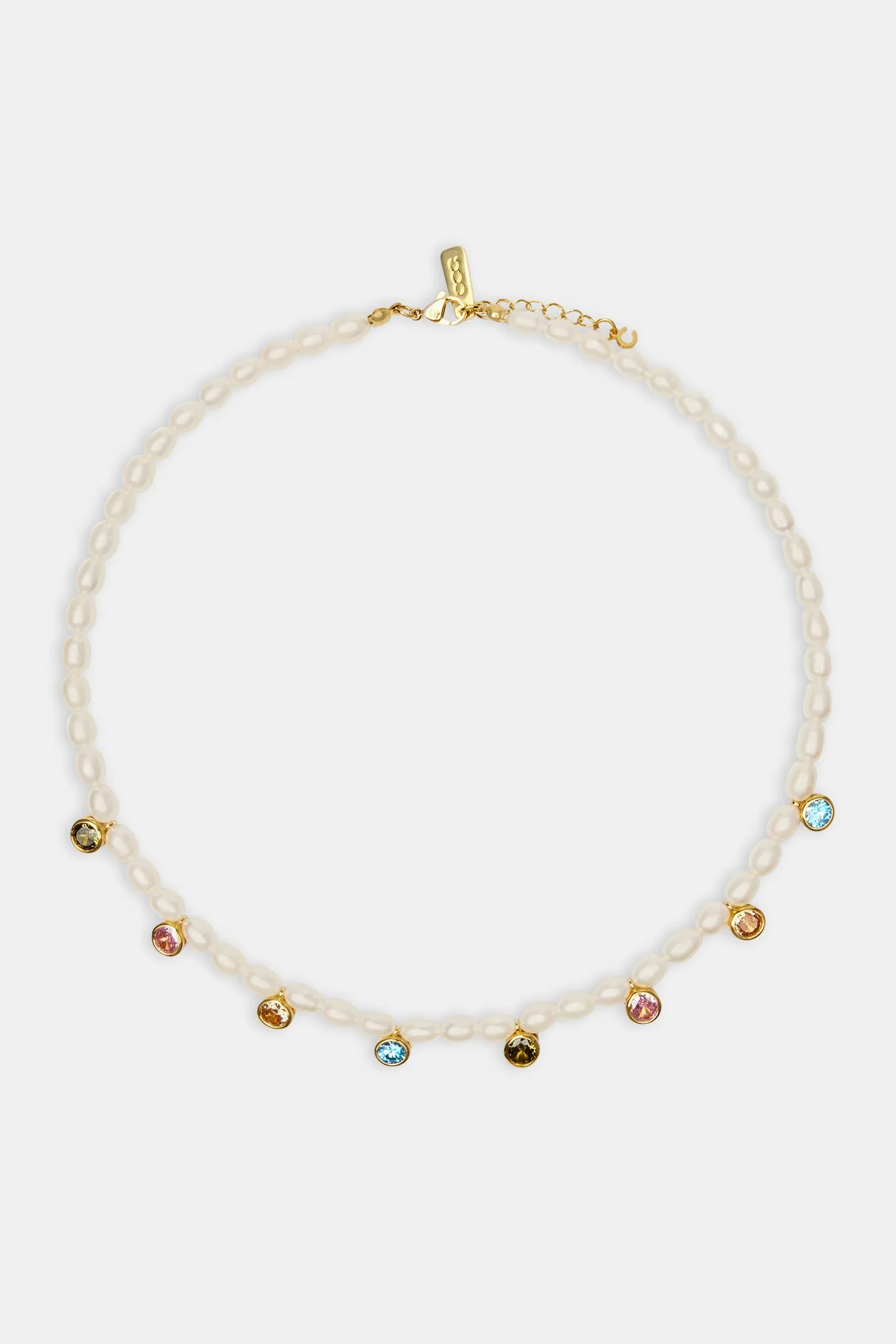 Freshwater Pearl Drop Gem Necklace