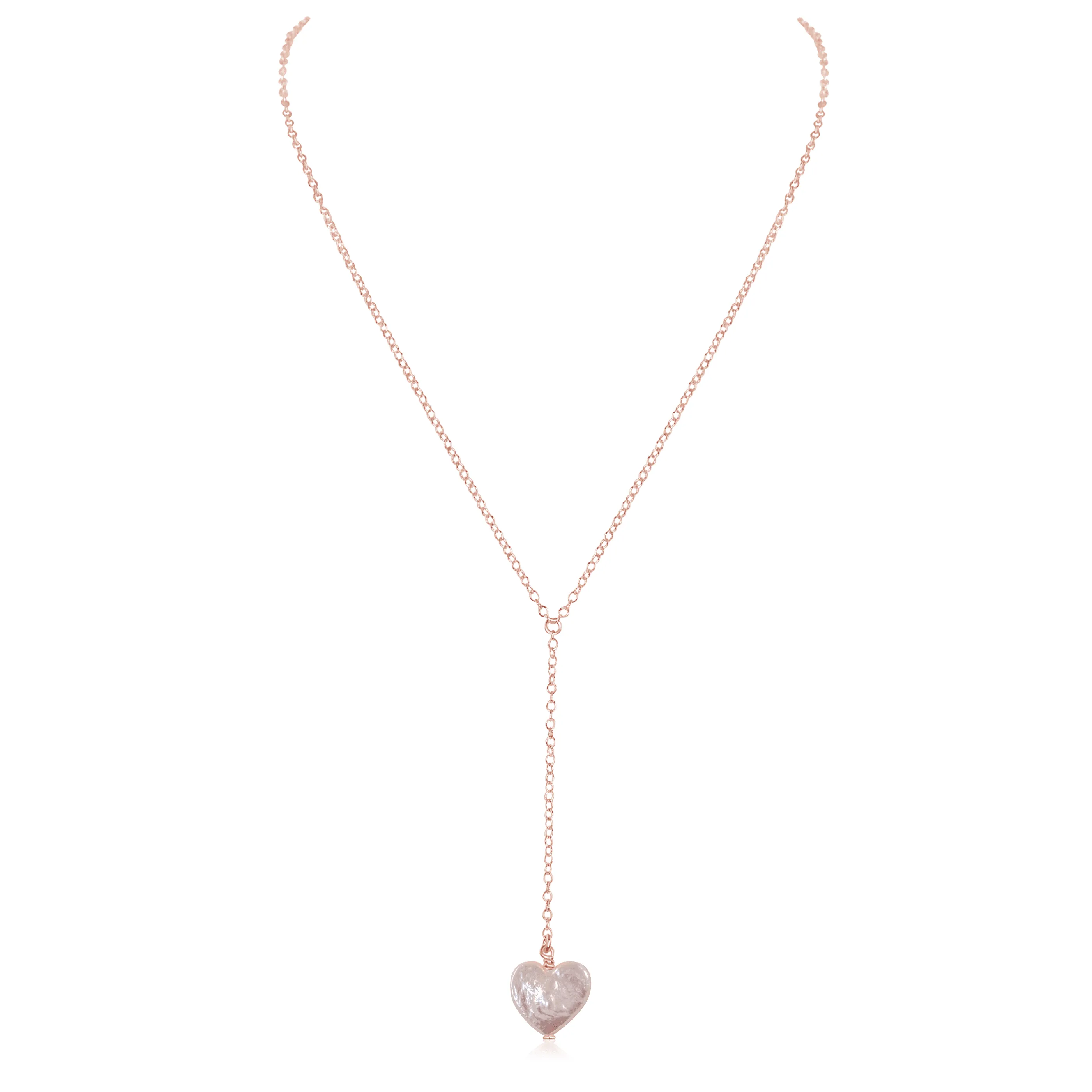 Freshwater Pearl Heart Lariat Necklace