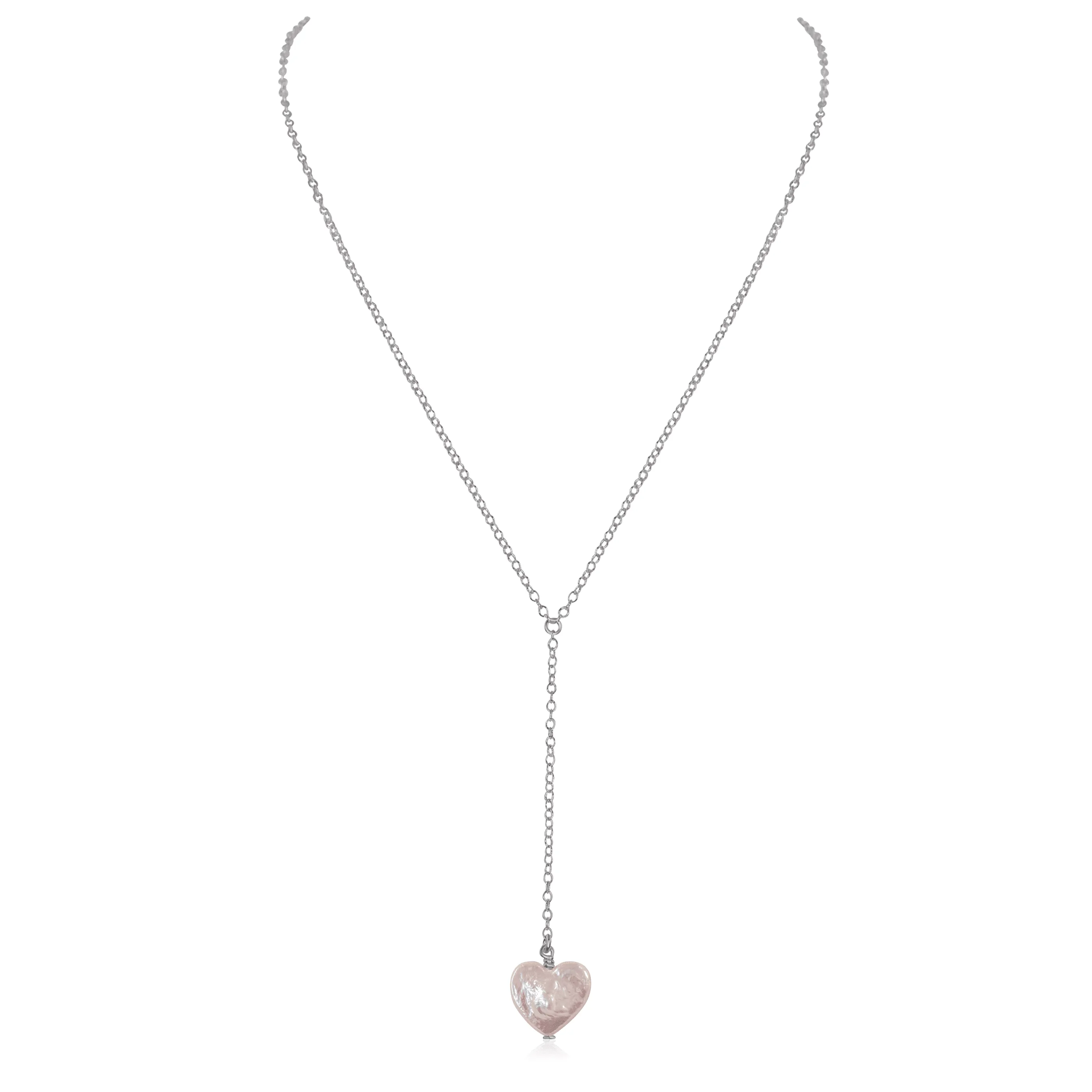 Freshwater Pearl Heart Lariat Necklace