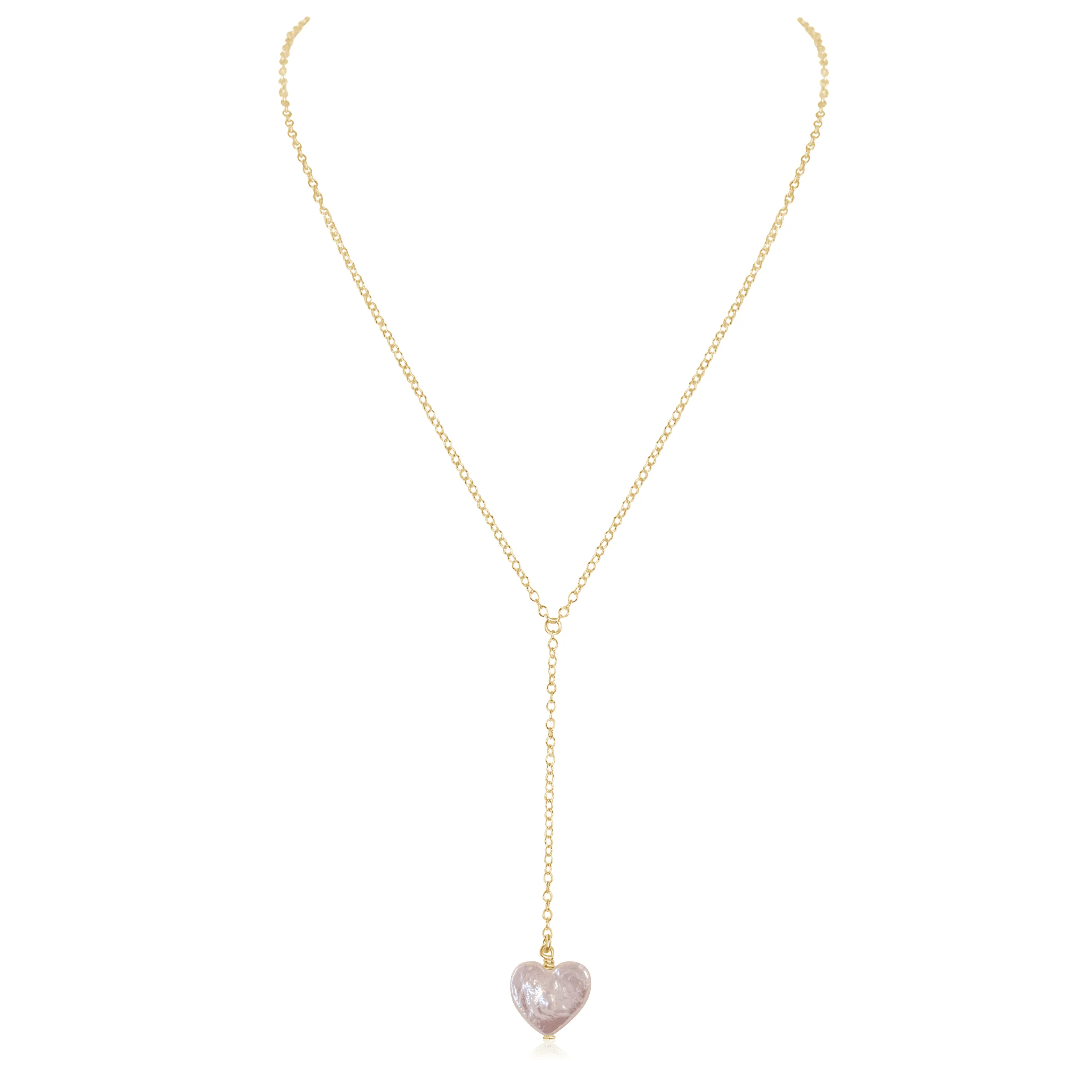 Freshwater Pearl Heart Lariat Necklace