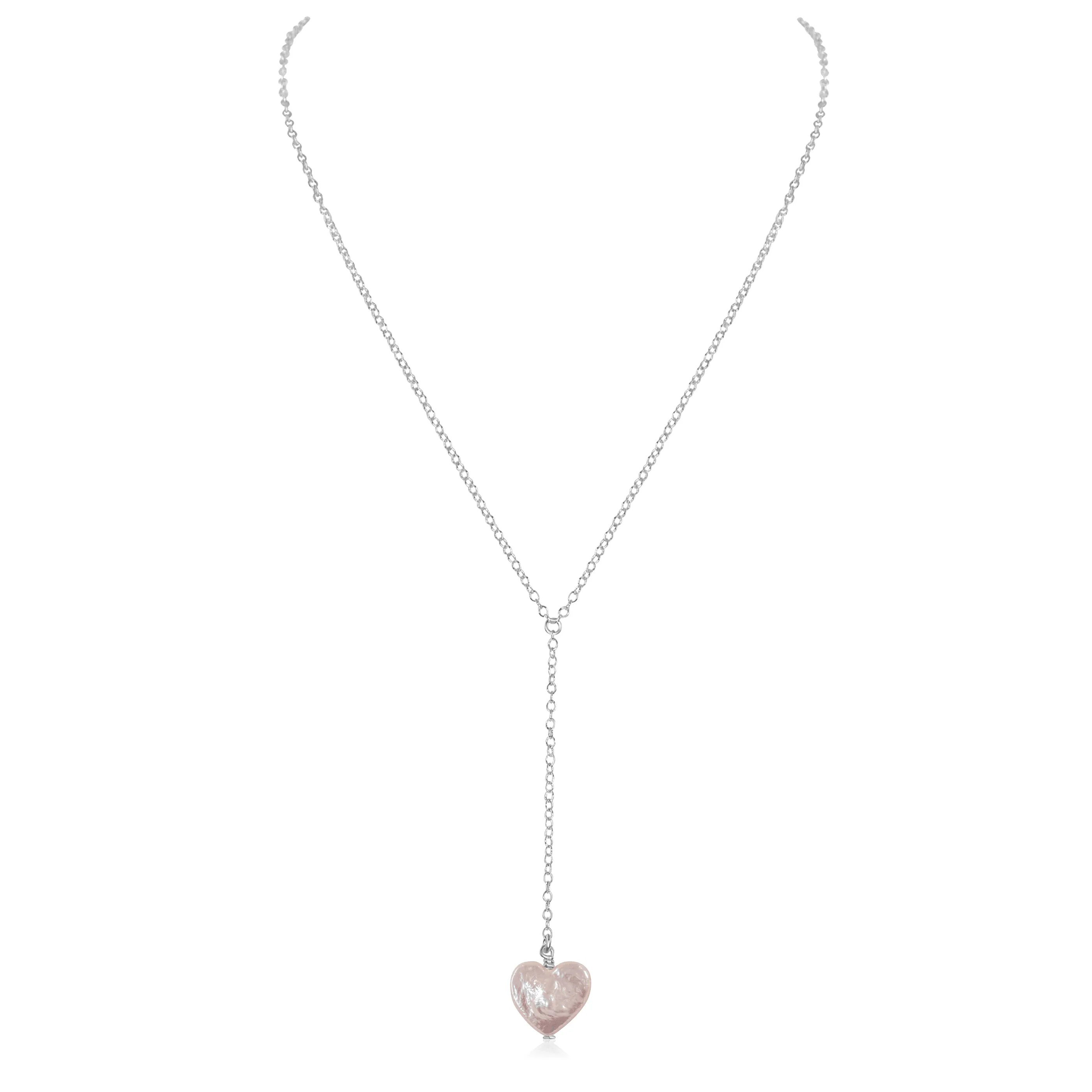 Freshwater Pearl Heart Lariat Necklace