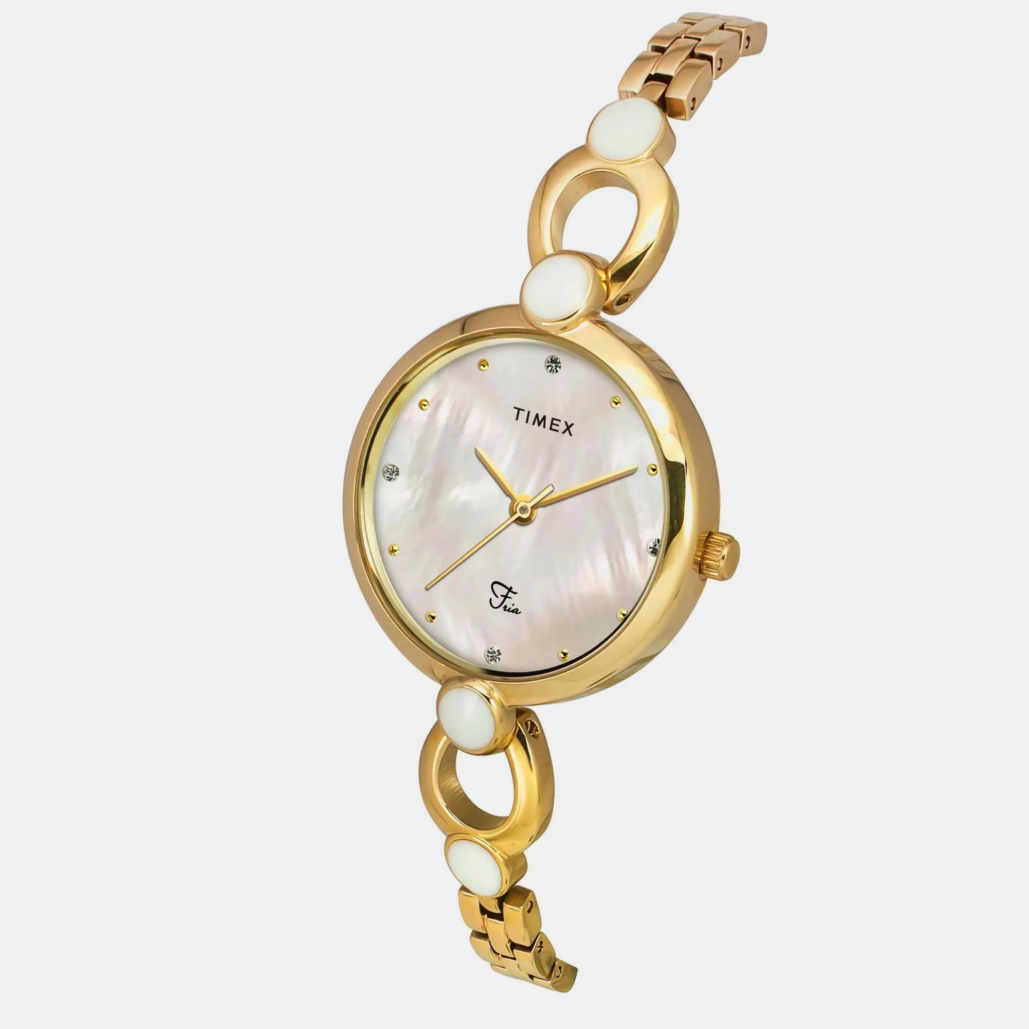 Fria Women's Mother Of Pearl Analog Brass Watch TWEL18101