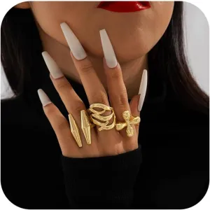 Frodete Chunky Gold Rings Set for Women Stackable Gold Rings Chunky Minimalist Solid Ring Trendy Statement Minimalist Jewelry