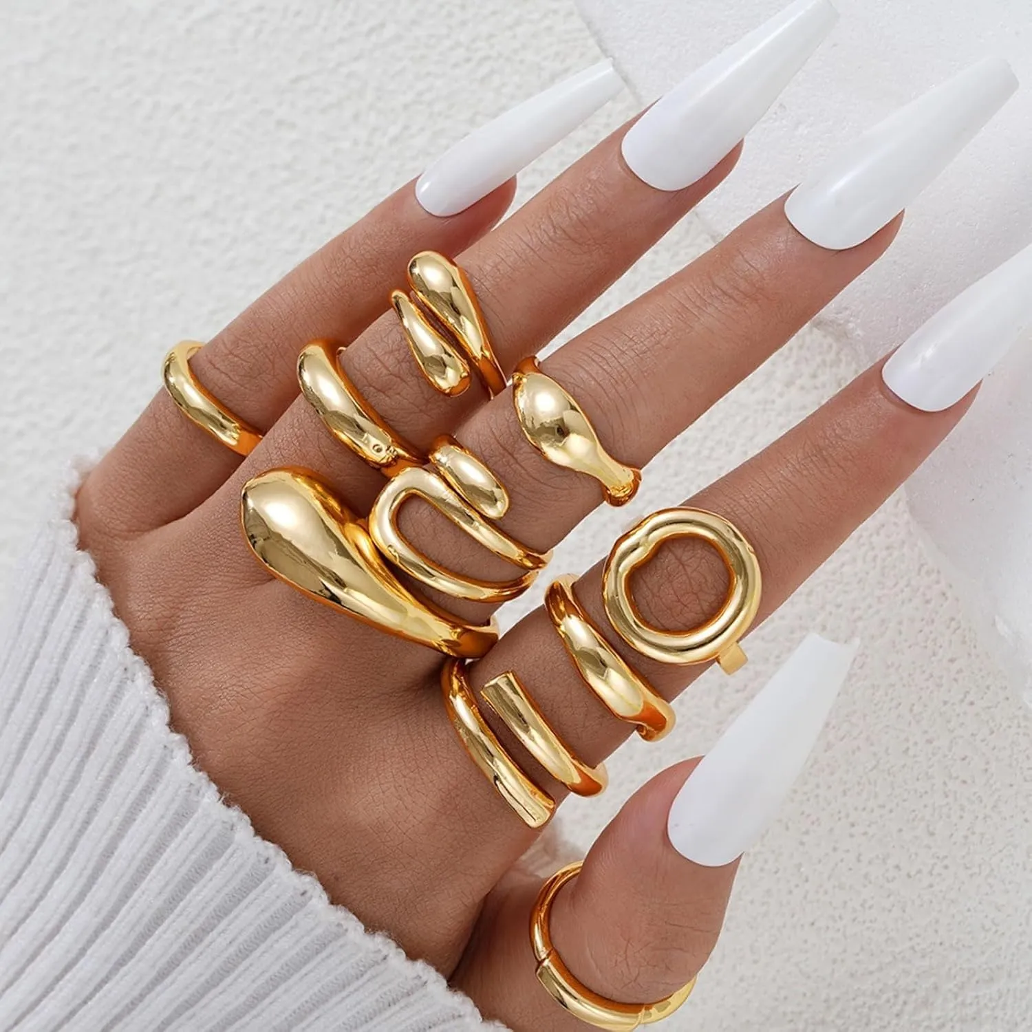 Frodete Chunky Gold Rings Set for Women Stackable Gold Rings Chunky Minimalist Solid Ring Trendy Statement Minimalist Jewelry