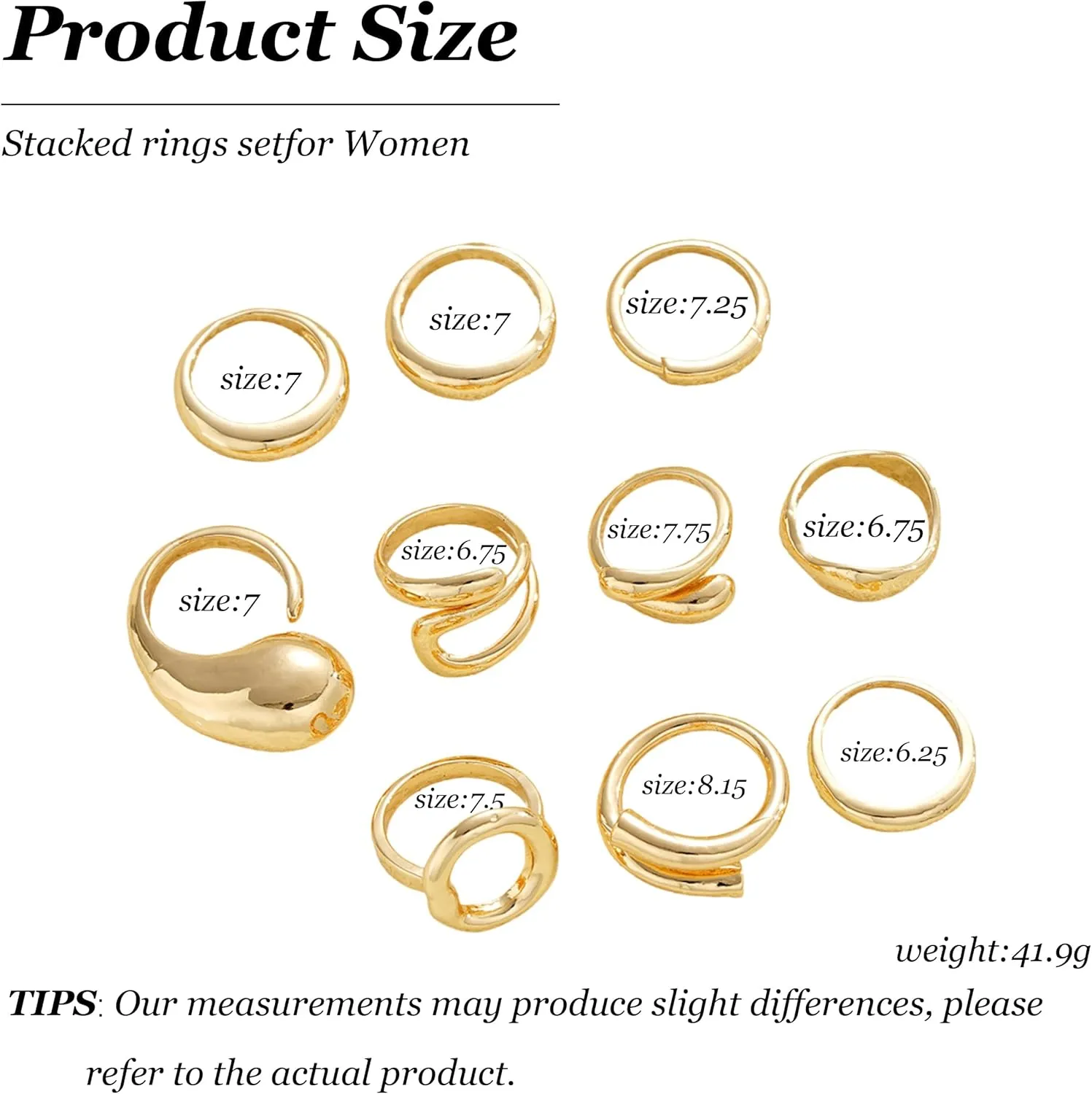 Frodete Chunky Gold Rings Set for Women Stackable Gold Rings Chunky Minimalist Solid Ring Trendy Statement Minimalist Jewelry