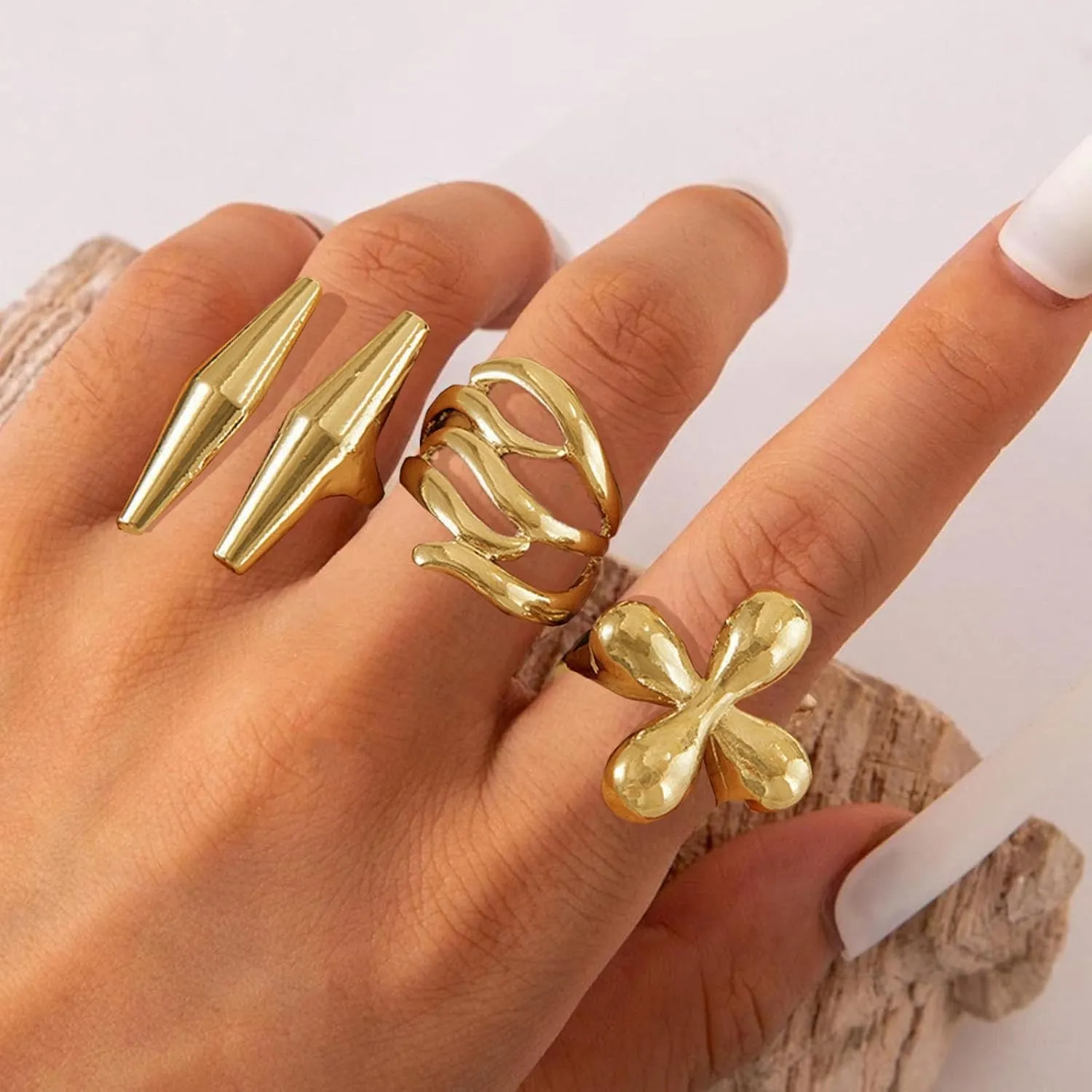 Frodete Chunky Gold Rings Set for Women Stackable Gold Rings Chunky Minimalist Solid Ring Trendy Statement Minimalist Jewelry