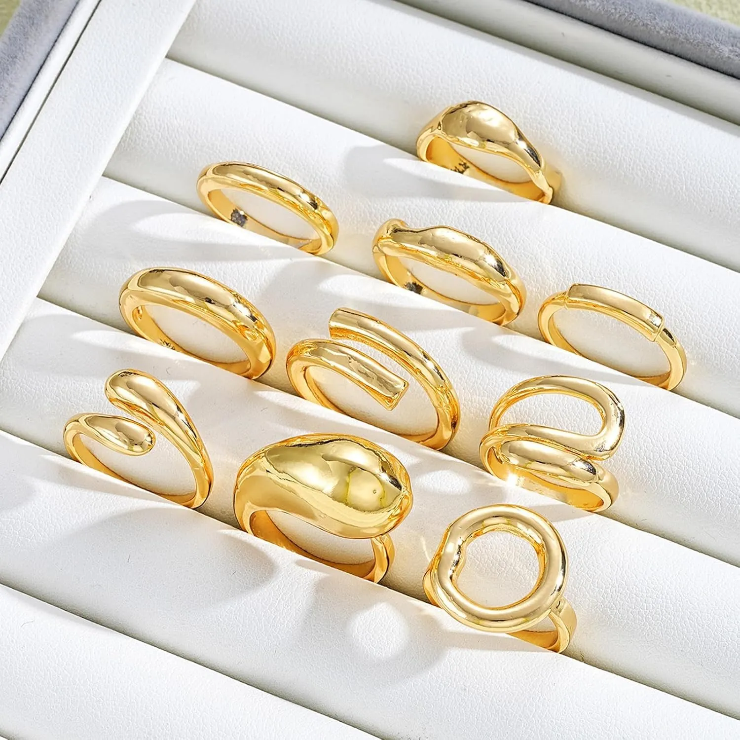 Frodete Chunky Gold Rings Set for Women Stackable Gold Rings Chunky Minimalist Solid Ring Trendy Statement Minimalist Jewelry