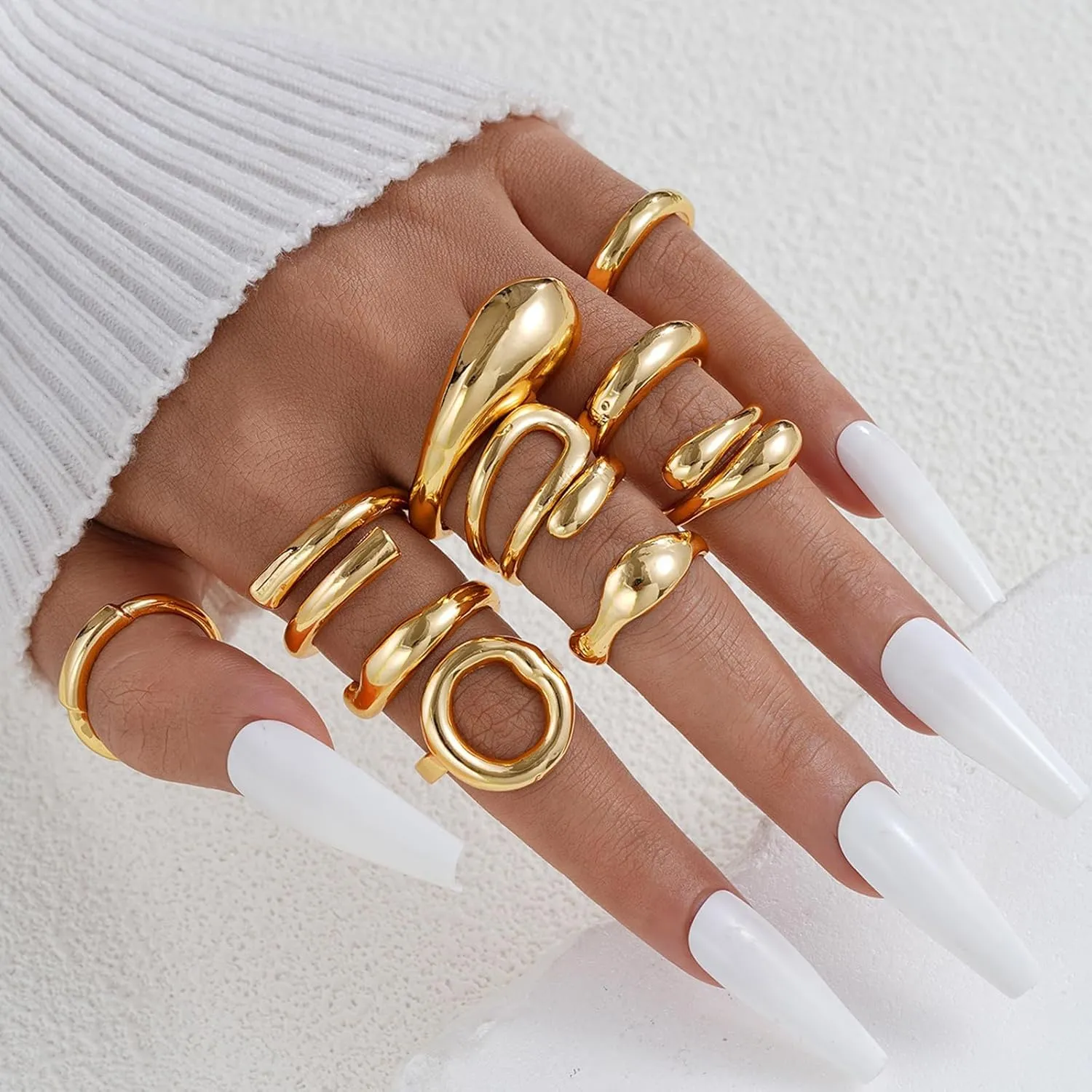 Frodete Chunky Gold Rings Set for Women Stackable Gold Rings Chunky Minimalist Solid Ring Trendy Statement Minimalist Jewelry
