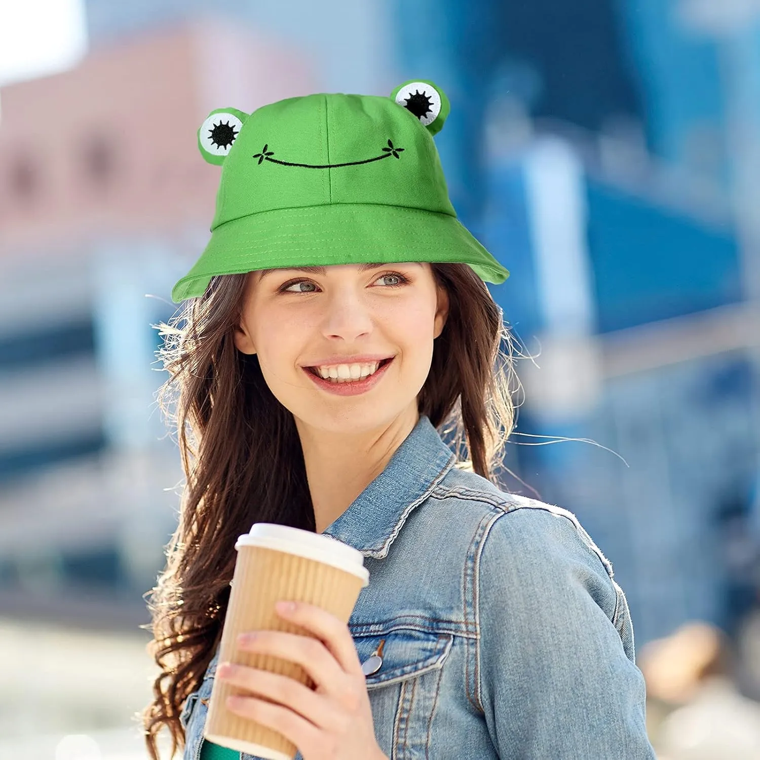 Frog Bucket Hat Cotton Bucket Funny Fisherman Hat Summer Sun Protection Cap Wide Brim for Men Women