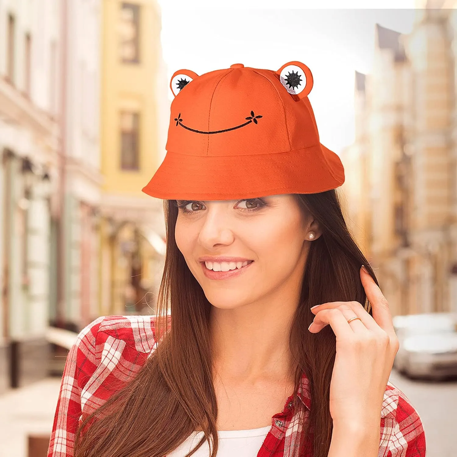 Frog Bucket Hat Cotton Bucket Funny Fisherman Hat Summer Sun Protection Cap Wide Brim for Men Women