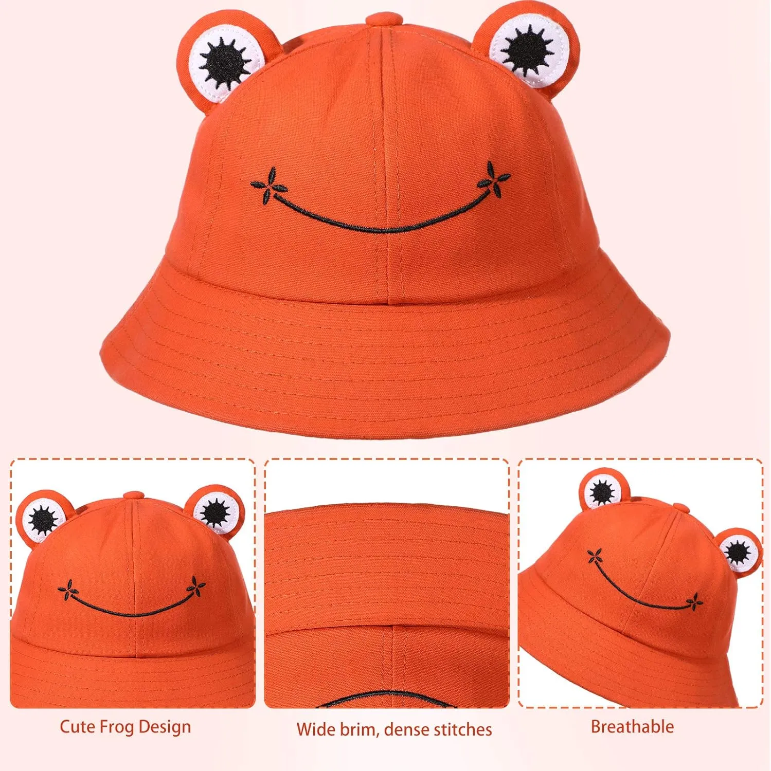 Frog Bucket Hat Cotton Bucket Funny Fisherman Hat Summer Sun Protection Cap Wide Brim for Men Women