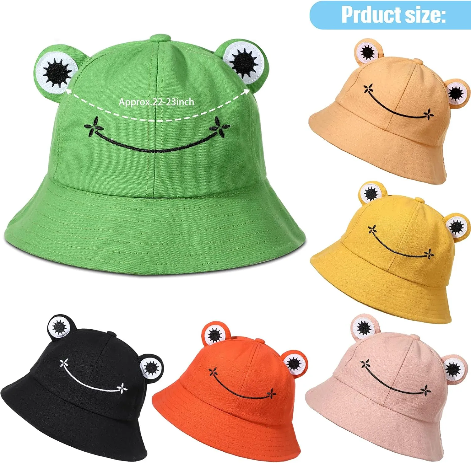Frog Bucket Hat Cotton Bucket Funny Fisherman Hat Summer Sun Protection Cap Wide Brim for Men Women
