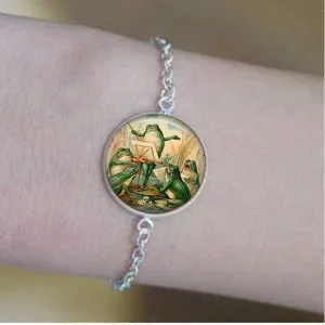 Frog Jewelry Frog Bracelet Charm Frog Band Jewelry Vintage Charm Jewelry Glass Photo Jewelry