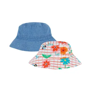 Frugi Hattie Reversible Hat Paint A Floral Denim