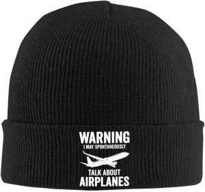 Funny Airplanes Airline Pilot Airplane Aircraft Lover Hat Beanie Hat Unisex Warm Winter Caps Soft Knitted Cuffed Cap