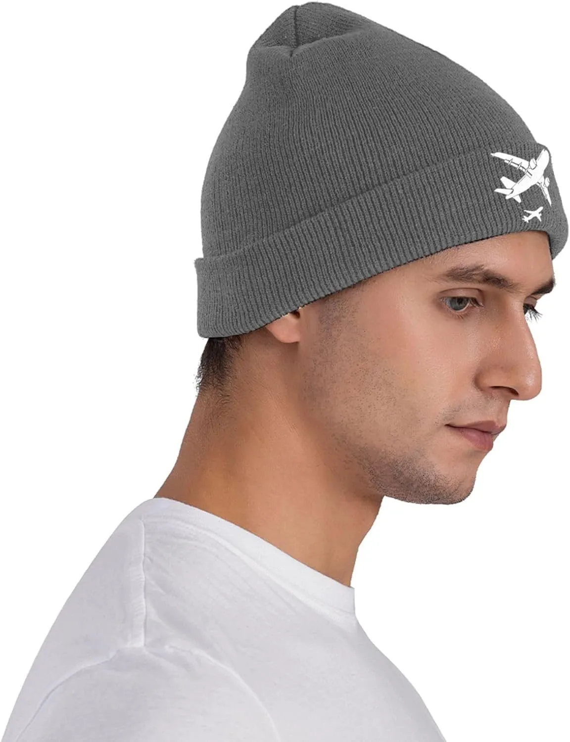 Funny Airplanes Airline Pilot Airplane Aircraft Lover Hat Beanie Hat Unisex Warm Winter Caps Soft Knitted Cuffed Cap