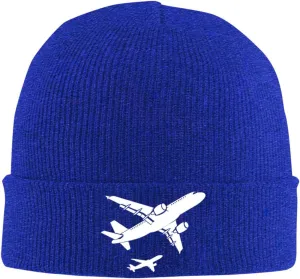 Funny Airplanes Airline Pilot Airplane Aircraft Lover Hat Beanie Hat Unisex Warm Winter Caps Soft Knitted Cuffed Cap
