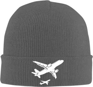 Funny Airplanes Airline Pilot Airplane Aircraft Lover Hat Beanie Hat Unisex Warm Winter Caps Soft Knitted Cuffed Cap