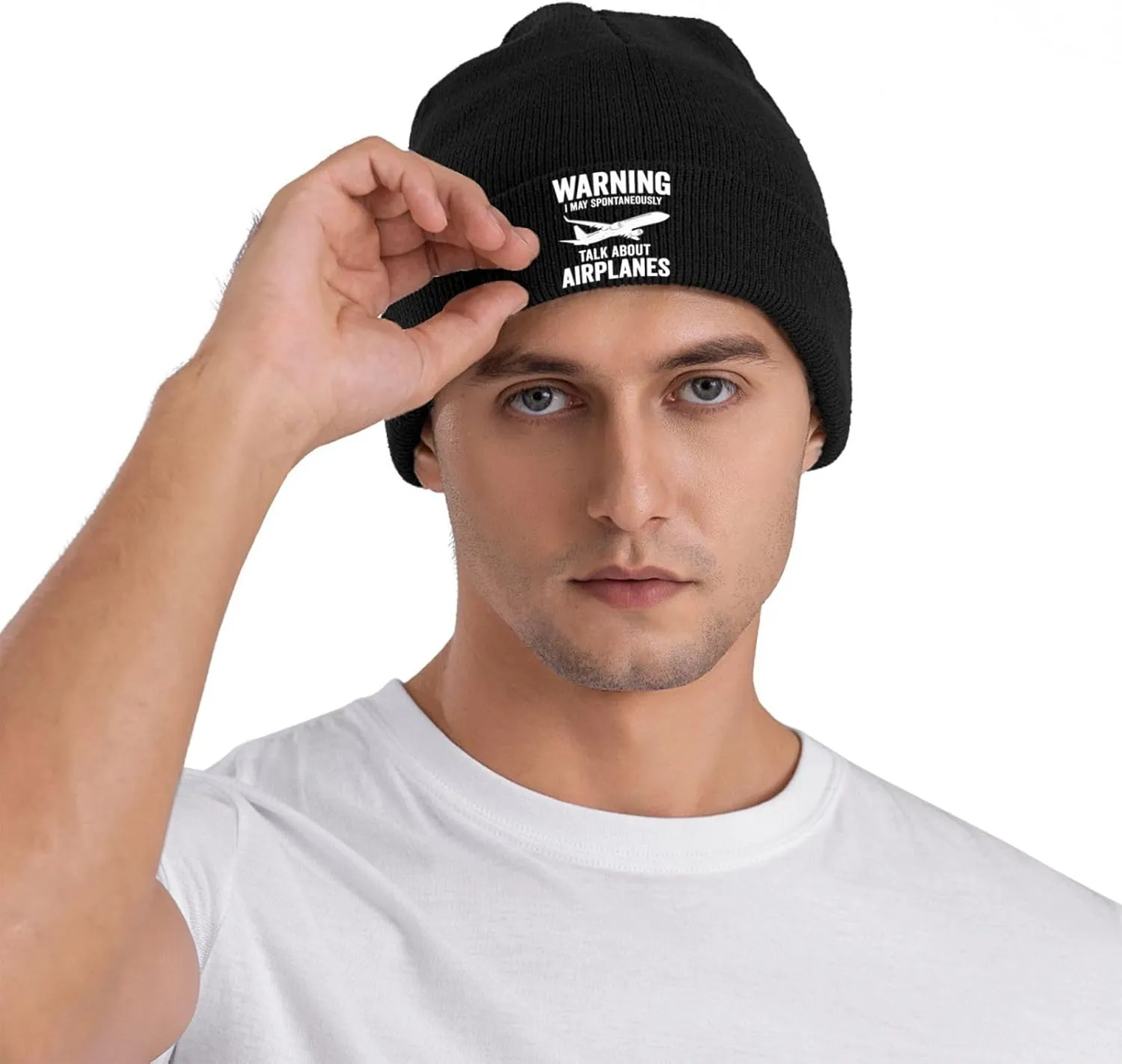 Funny Airplanes Airline Pilot Airplane Aircraft Lover Hat Beanie Hat Unisex Warm Winter Caps Soft Knitted Cuffed Cap