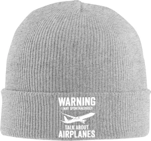 Funny Airplanes Airline Pilot Airplane Aircraft Lover Hat Beanie Hat Unisex Warm Winter Caps Soft Knitted Cuffed Cap