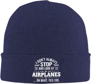 Funny Airplanes Airline Pilot Airplane Aircraft Lover Hat Slouchy Knit Beanie Hat Winter Soft Warm Skull Beanies Cap