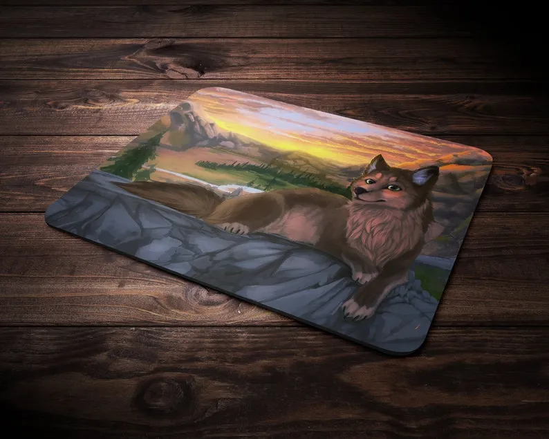 Furry Wolf Rectangle Mouse Pad with Size Options