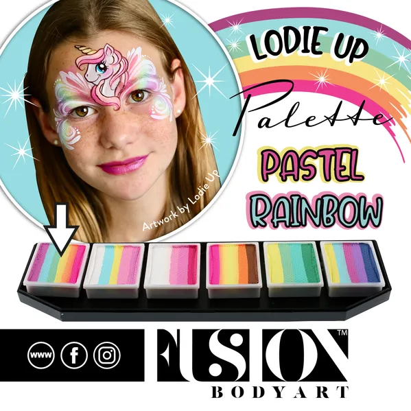 Fusion Body Art | Lodie Up Face Painting Palette - Cute Pastel Rainbow