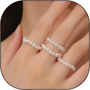 FUTIMELY Pearl Beaded Stackable Stretch Knuckle Ring Set,Vintage Adjustable Layered Baroque Plastic Pearls Thumb Rings for Women Unique Midi Rings Pack