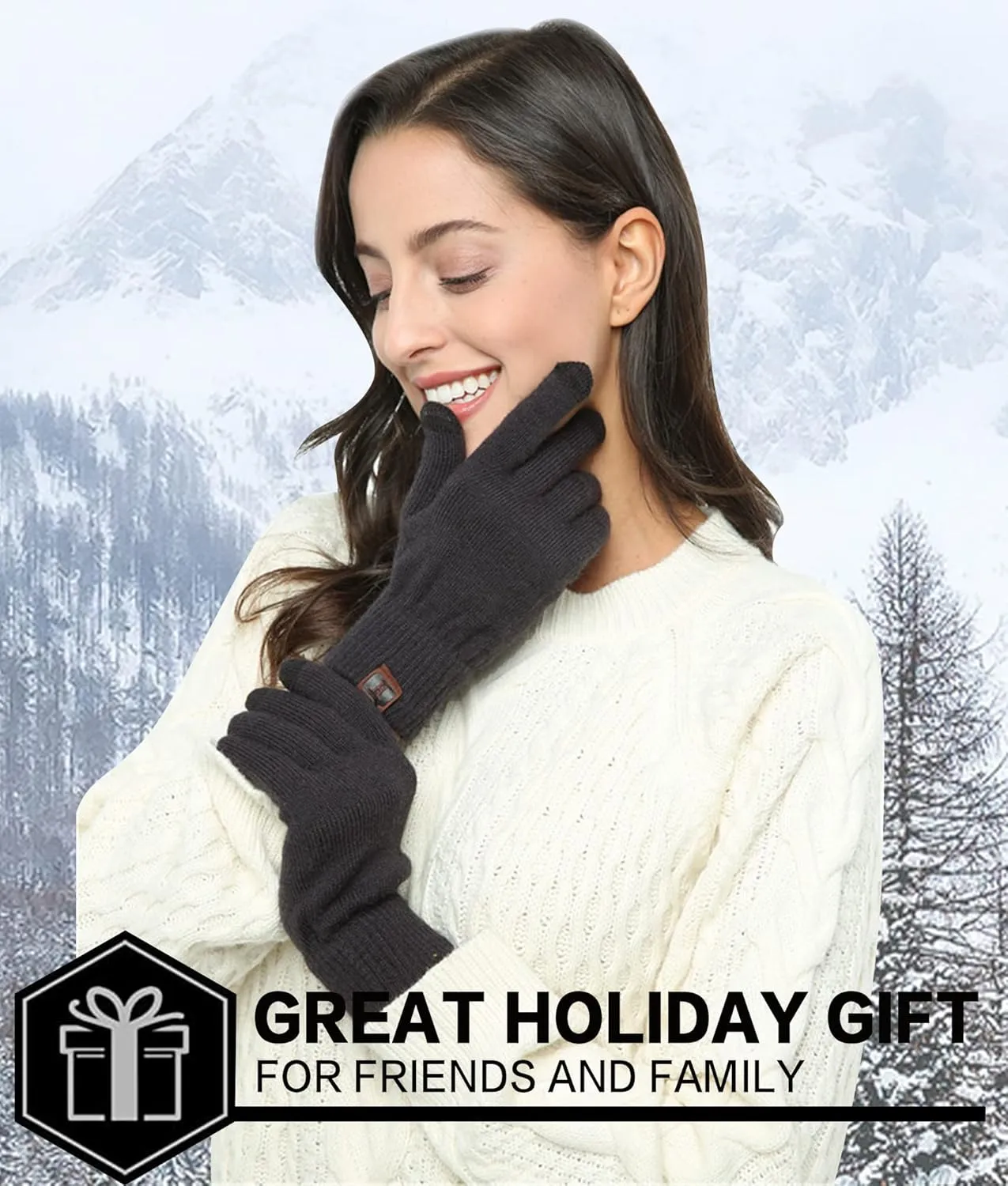 FZ FANTASTIC ZONE Women's Winter Touchscreen Wool Magic Gloves Warm Knit Fleece Lined for Women
